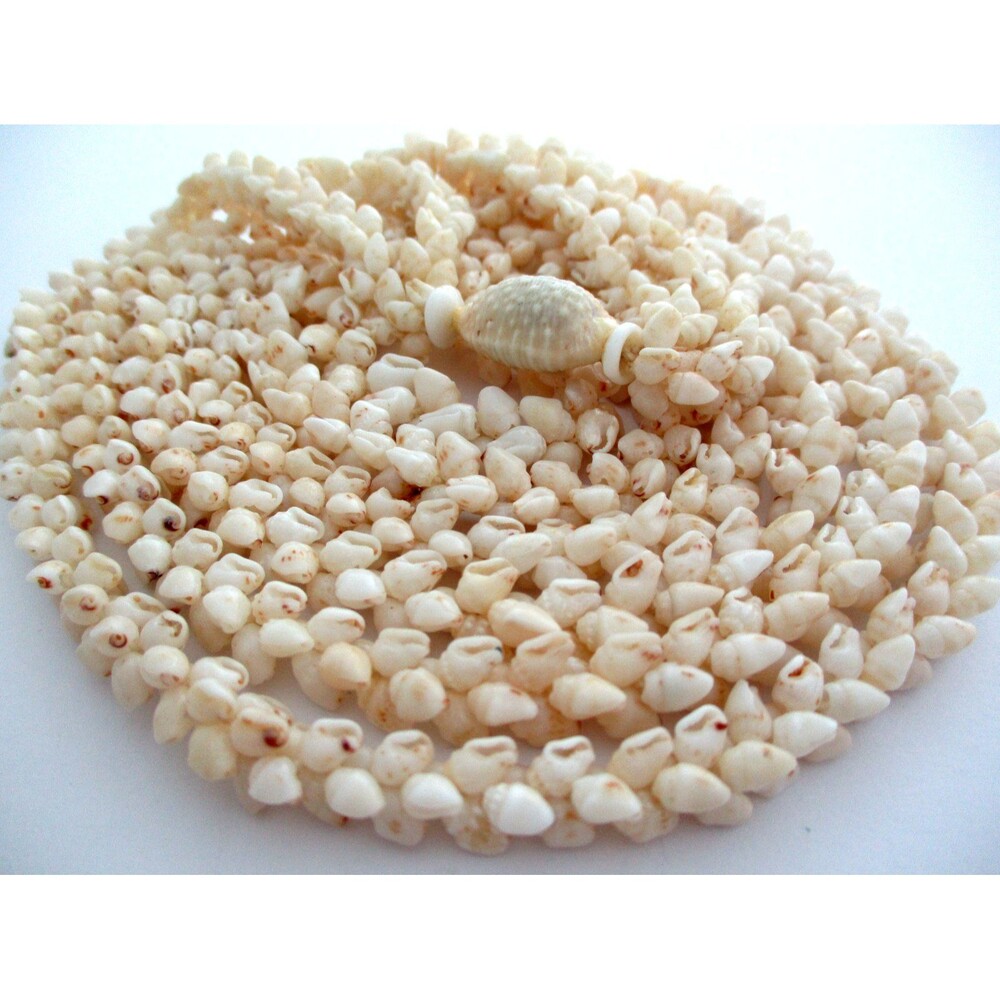Vintage Hawaiian Niihau LEI 40" 2-Strand genuine Momi Pikake Necklace